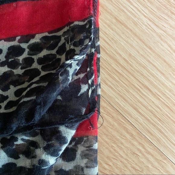 Skulls Red Black Plaid Animal Print Scarf OS - Picture 2 of 8